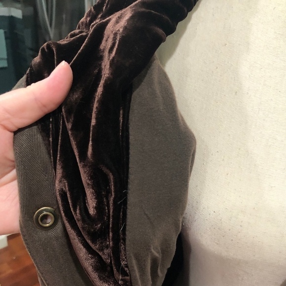 Anthropologie Hei Hei Taupe Brown Todra Crushed Velvet Lined Cape Jacket M/L - Picture 8 of 16